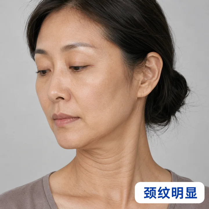 颈纹明显